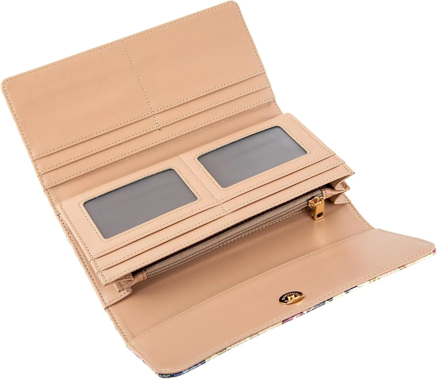 Womens Wallet Leather RFID Blocking Trifold Ladies Purse long Clutch Credit Card Holder Phone Checkbook Organizer (Watercolor Tulips)