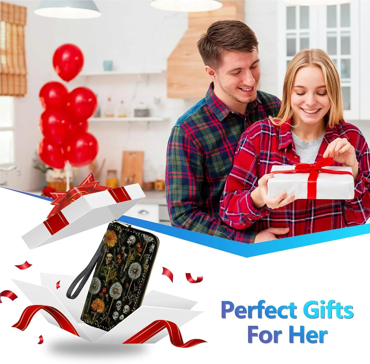 Womens Wallet PU Leather Wristlet Wallets for Women, Large Capacity Lady Fashion Wallet Card Holder Zipper Wallet