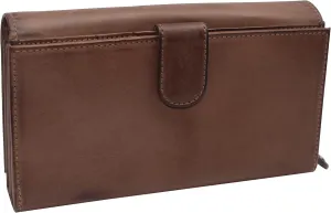 Womens Wallet RFID Blocking Genuine Leather Large Capacity Clutch Purse Smartphone Wallet Credit Card Holder (Brown)