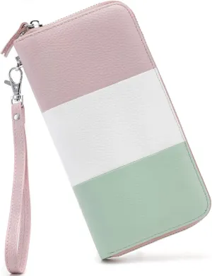 Womens Wallet RFID Blocking Genuine Leather Multi Credit Card Large Capacity Zip Around Clutch Travel Purse Wristlet