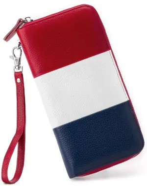 Womens Wallet RFID Blocking Genuine Leather Multi Credit Card Large Capacity Zip Around Clutch Travel Purse Wristlet