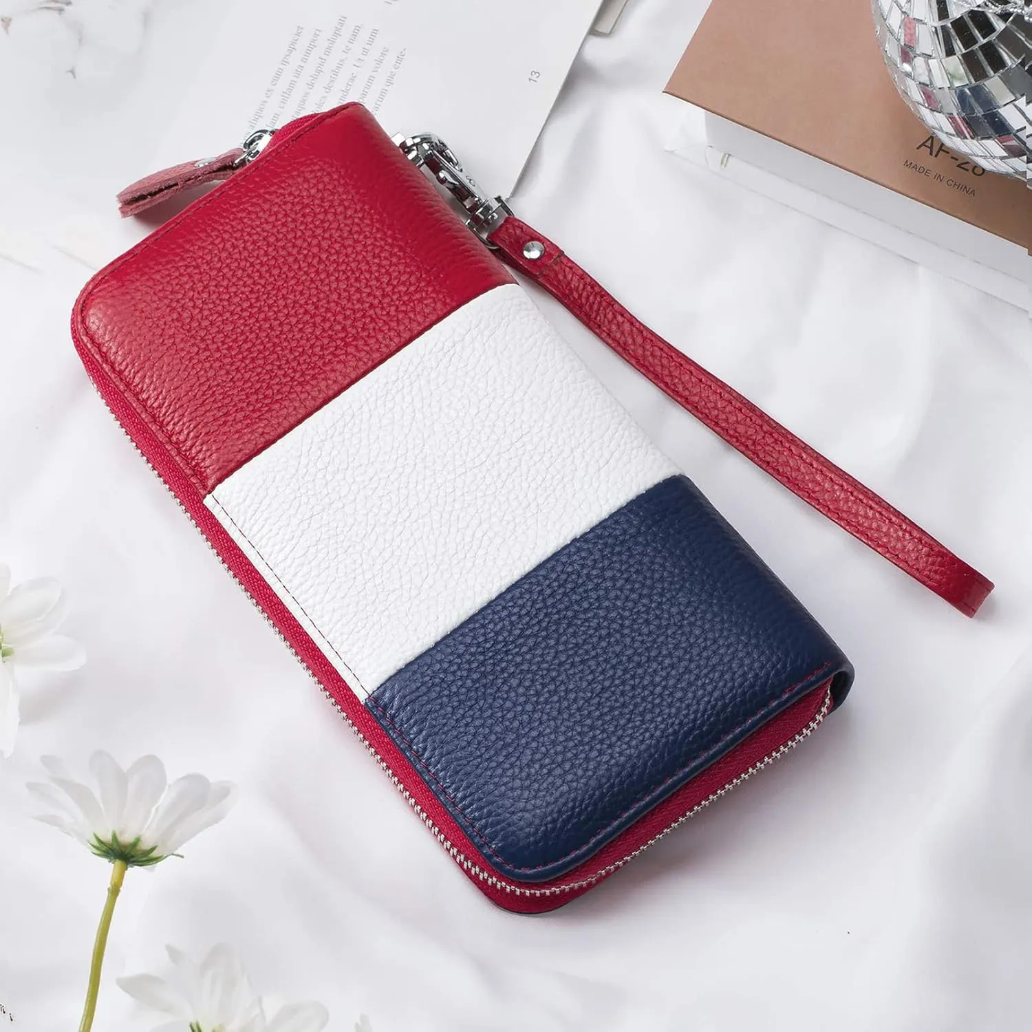 Womens Wallet RFID Blocking Genuine Leather Multi Credit Card Large Capacity Zip Around Clutch Travel Purse Wristlet