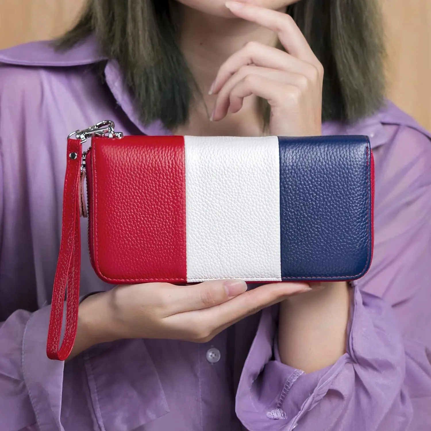 Womens Wallet RFID Blocking Genuine Leather Multi Credit Card Large Capacity Zip Around Clutch Travel Purse Wristlet