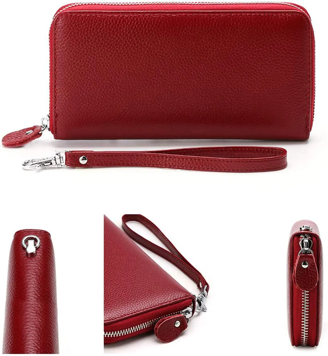 Womens Wallet RFID Blocking Genuine Leather Zip Around Wallet Clutch Wristlet Travel Long Purse for Women