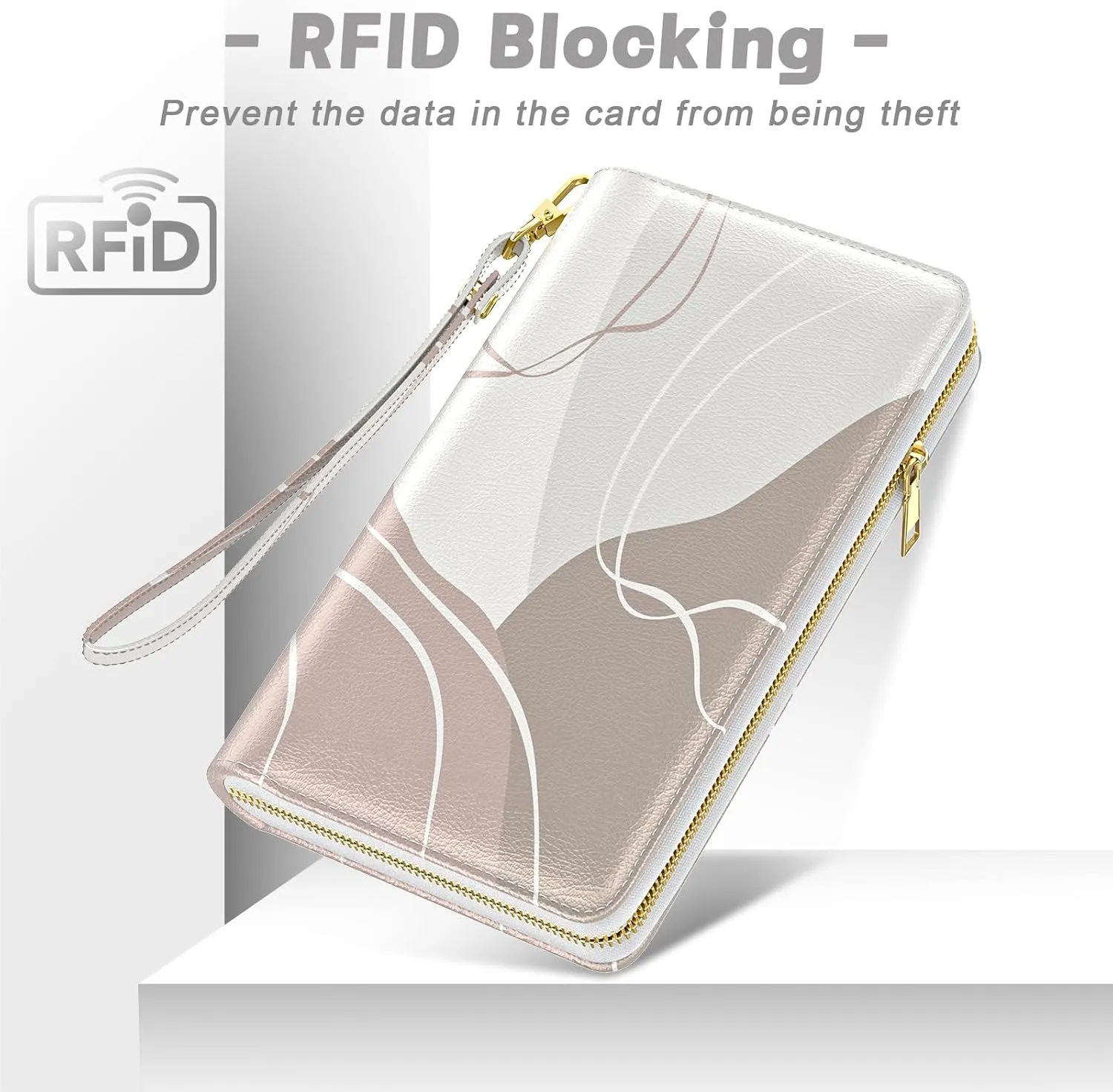 Womens Wallet, RFID Wristlet Wallets for Women, Ladies Clutch Purses, Large Travel Card Holder with Phone Holder