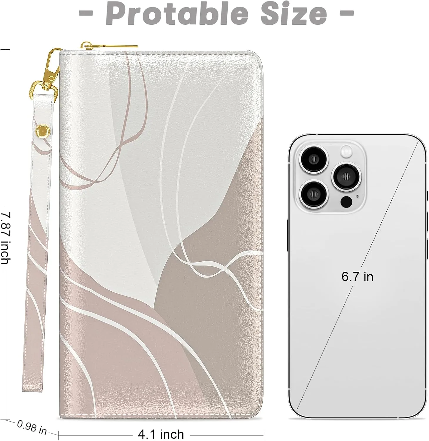 Womens Wallet, RFID Wristlet Wallets for Women, Ladies Clutch Purses, Large Travel Card Holder with Phone Holder