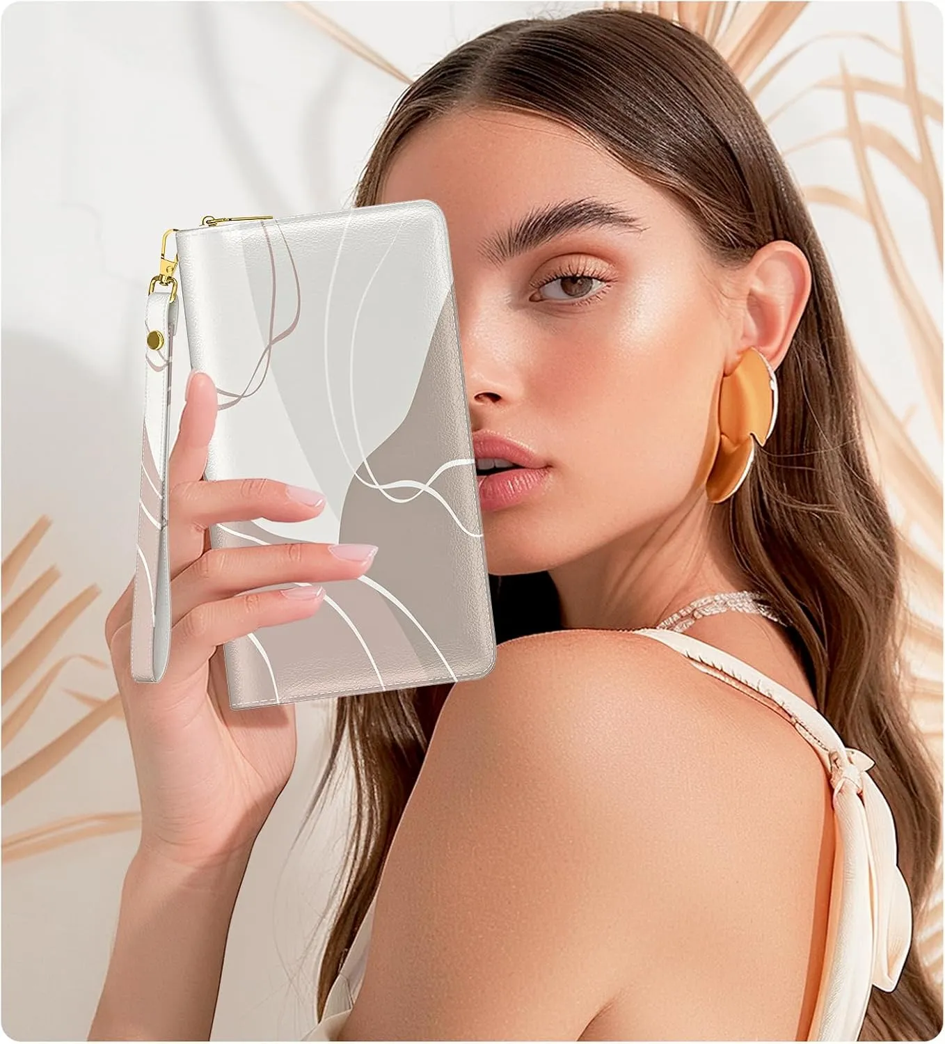 Womens Wallet, RFID Wristlet Wallets for Women, Ladies Clutch Purses, Large Travel Card Holder with Phone Holder