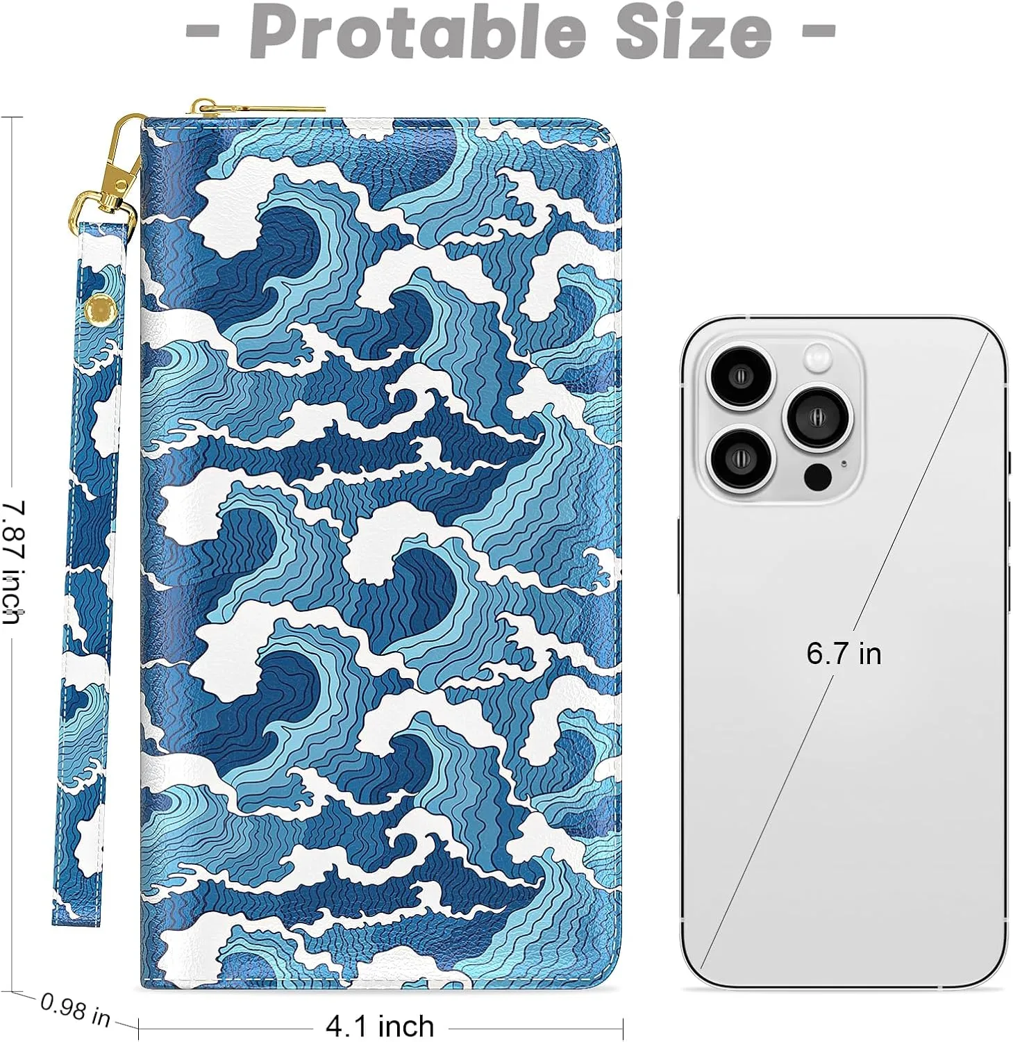 Womens Wallet, RFID Wristlet Wallets for Women, Ladies Clutch Purses, Large Travel Card Holder with Phone Holder