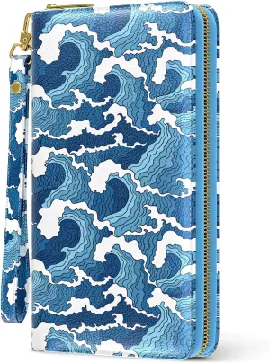 Womens Wallet, RFID Wristlet Wallets for Women, Ladies Clutch Purses, Large Travel Card Holder with Phone Holder