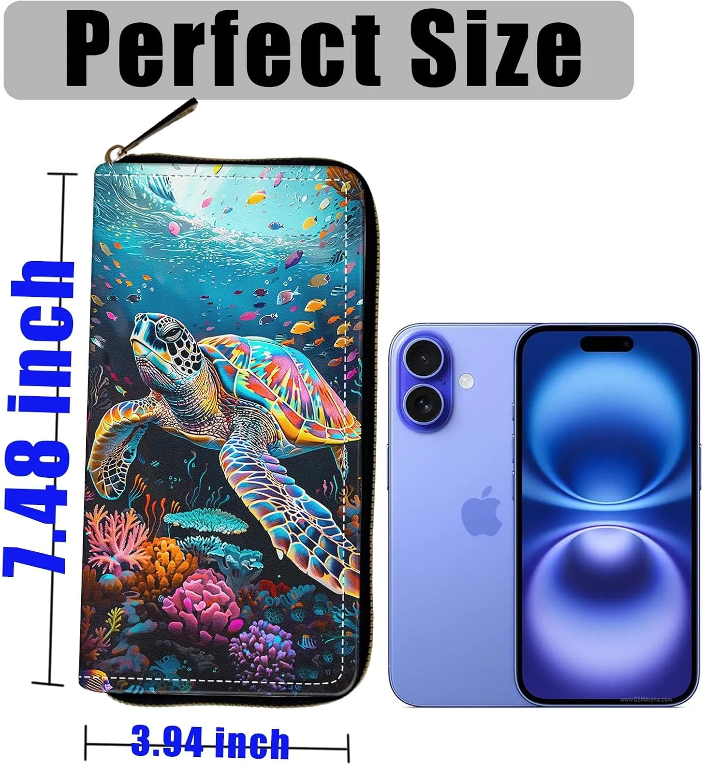 Women's Wallets,Wallet Wristlet for Women (Removable Wristlet) RFID Blocking Credit Card Holder Teen Girls PU Leather Phone Zip Around Men Wallet Clutch Travel Purse,Sea Turtles