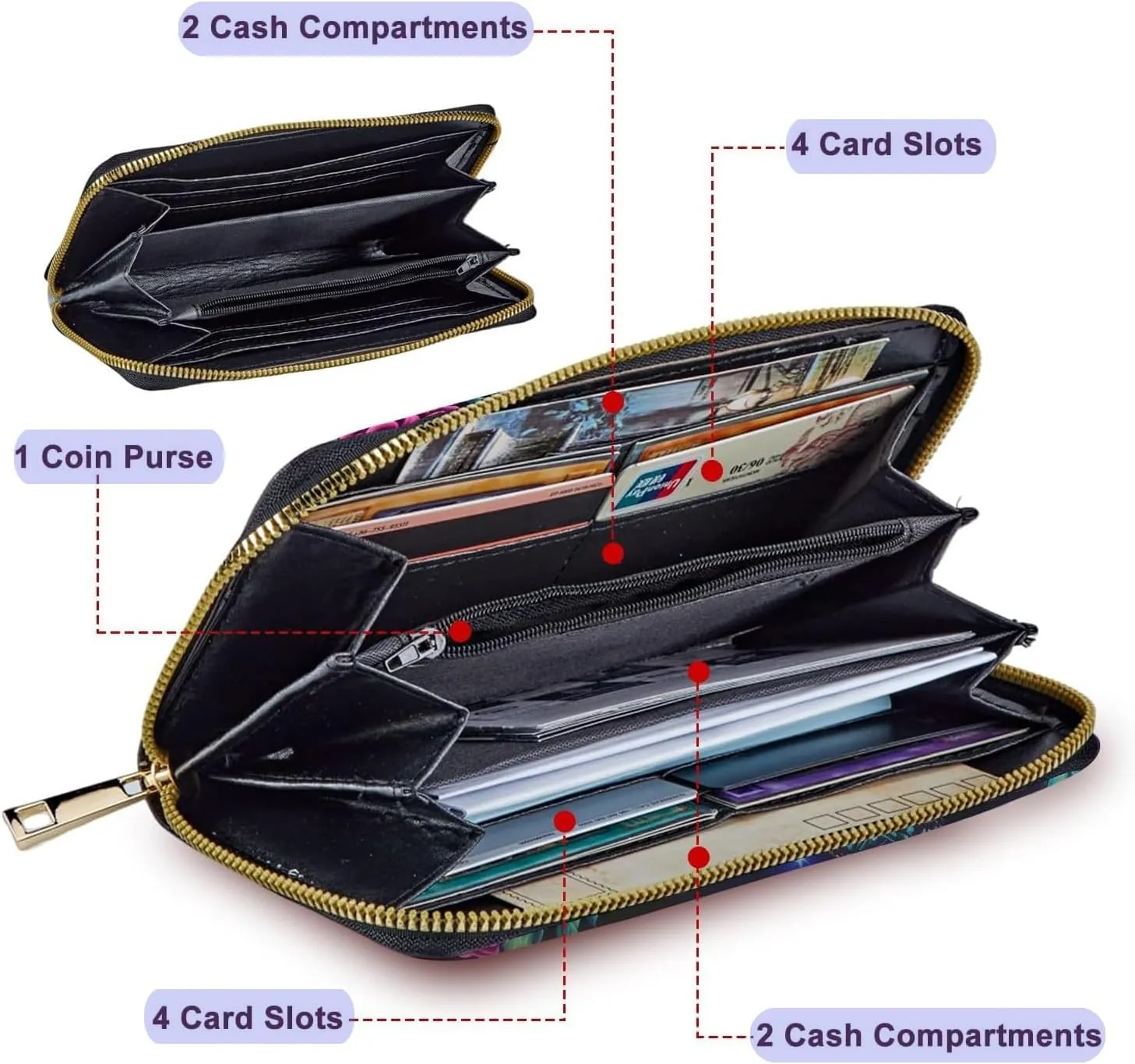 Women's Wallets,Wallet Wristlet for Women (Removable Wristlet)