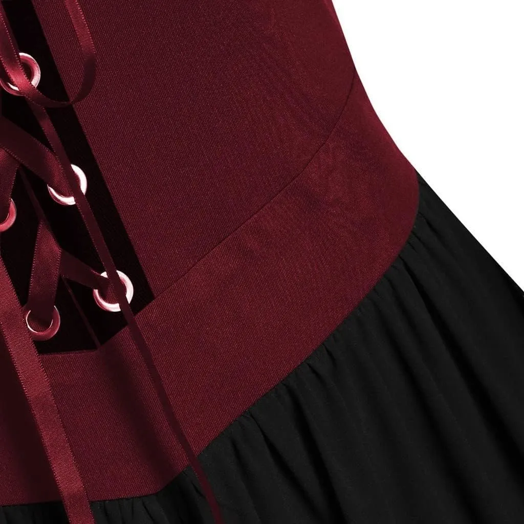 Womne Bellatrix Gothic Dress Lace Off Shoulder Sexy Renaissance Steampunk Butterfly Sleeve Irregular Corset Dress