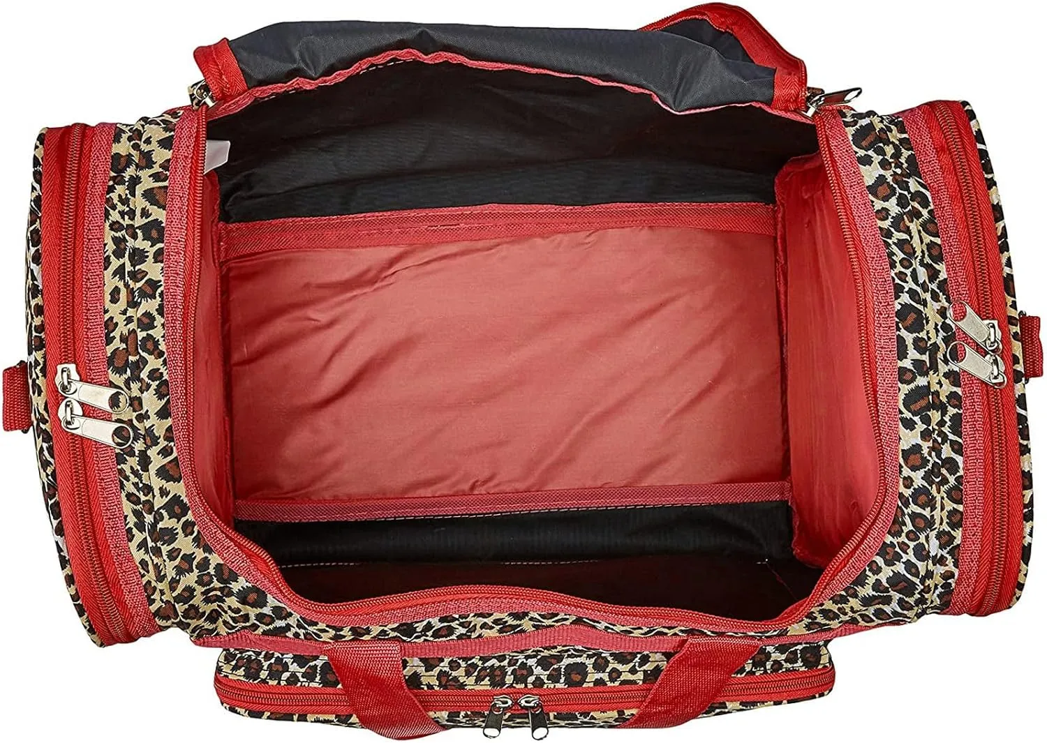 World Traveler 81T16-168-R Duffle Bag, One Size, Red Trim Leopard