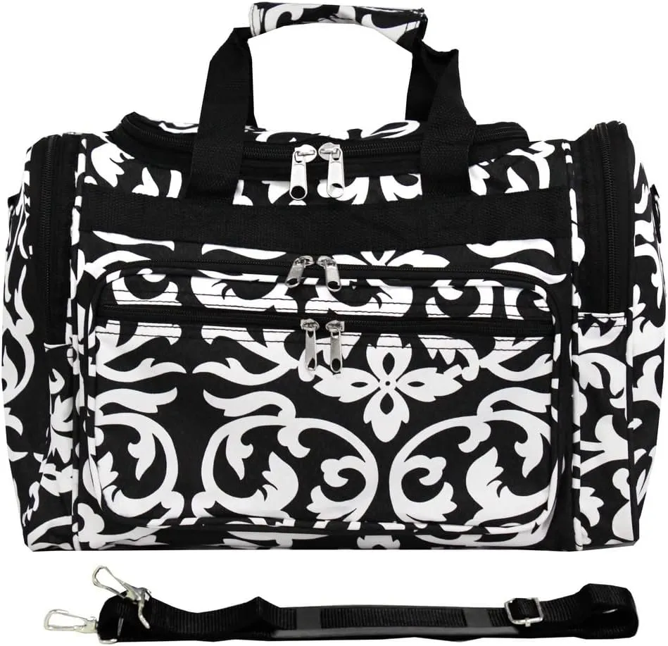 World Traveler 81T16-501-B Duffle Bag, One Size, Black Trim Damask