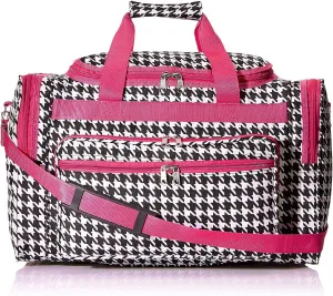 World Traveler 81T16-606-F Duffle Bag, One Size, Fuchsia Trim Houndstooth