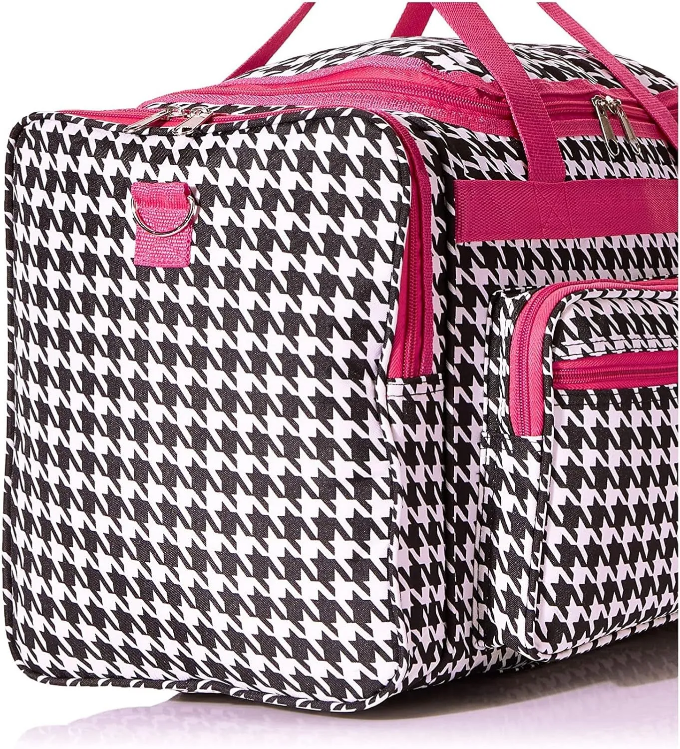 World Traveler 81T16-606-F Duffle Bag, One Size, Fuchsia Trim Houndstooth