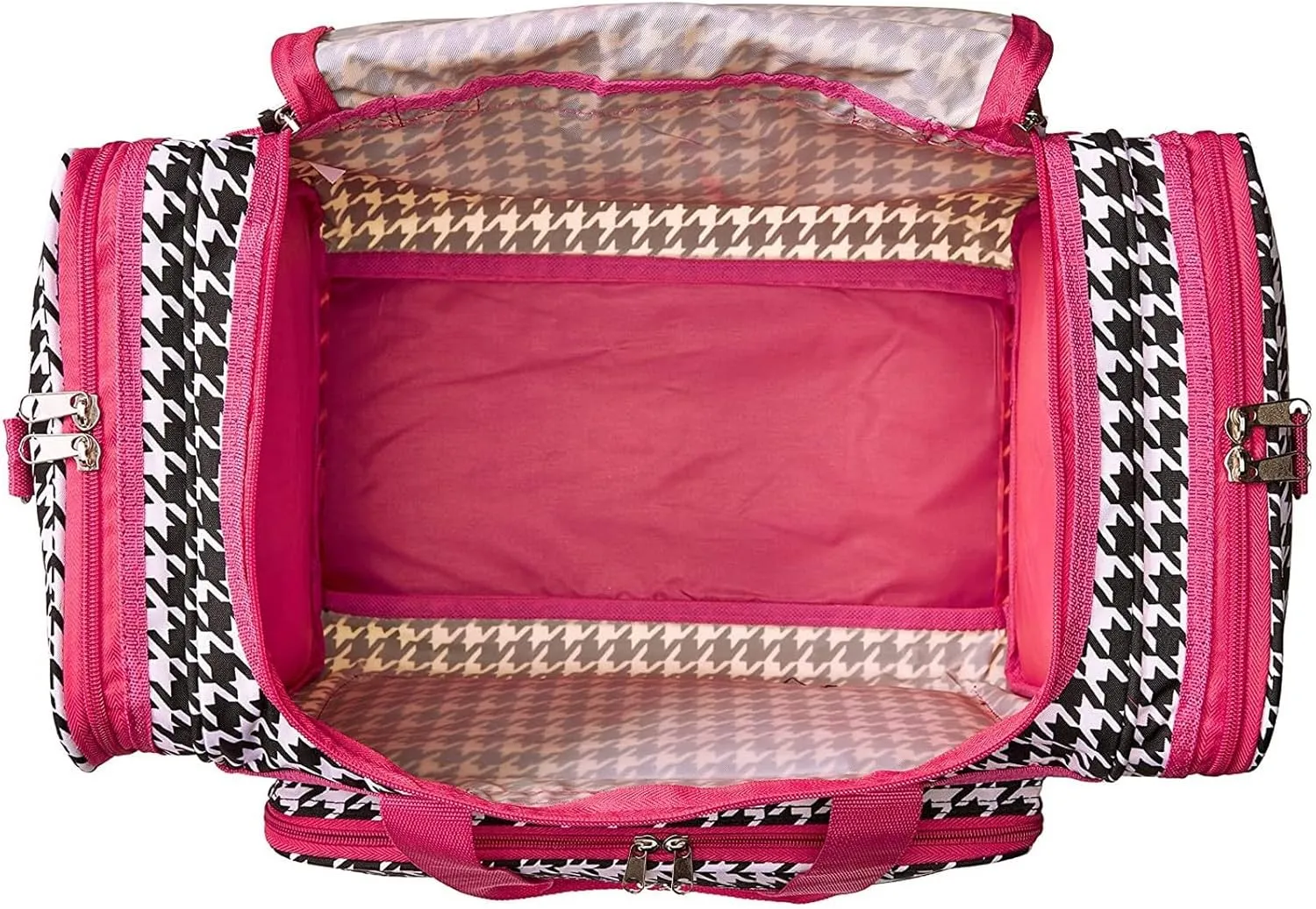 World Traveler 81T16-606-F Duffle Bag, One Size, Fuchsia Trim Houndstooth