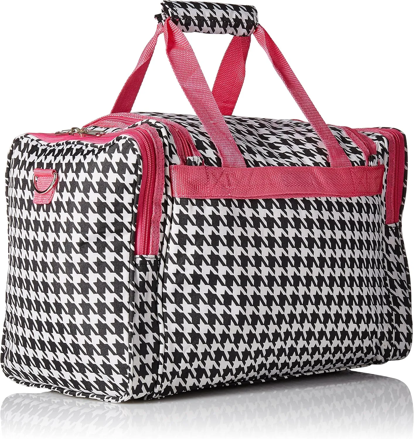 World Traveler 81T16-606-F Duffle Bag, One Size, Fuchsia Trim Houndstooth