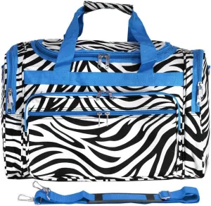 World Traveler Animal Prints 19-inch Duffel Bag, Blue Trim Zebra