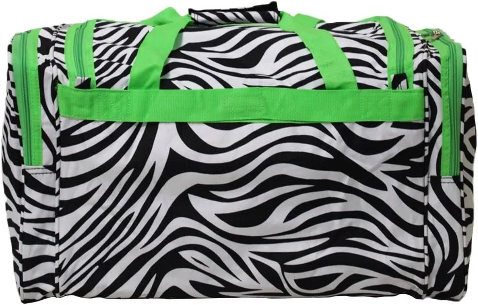 World Traveler Animal Prints 19-inch Duffel Bag, Green Trim Zebr
