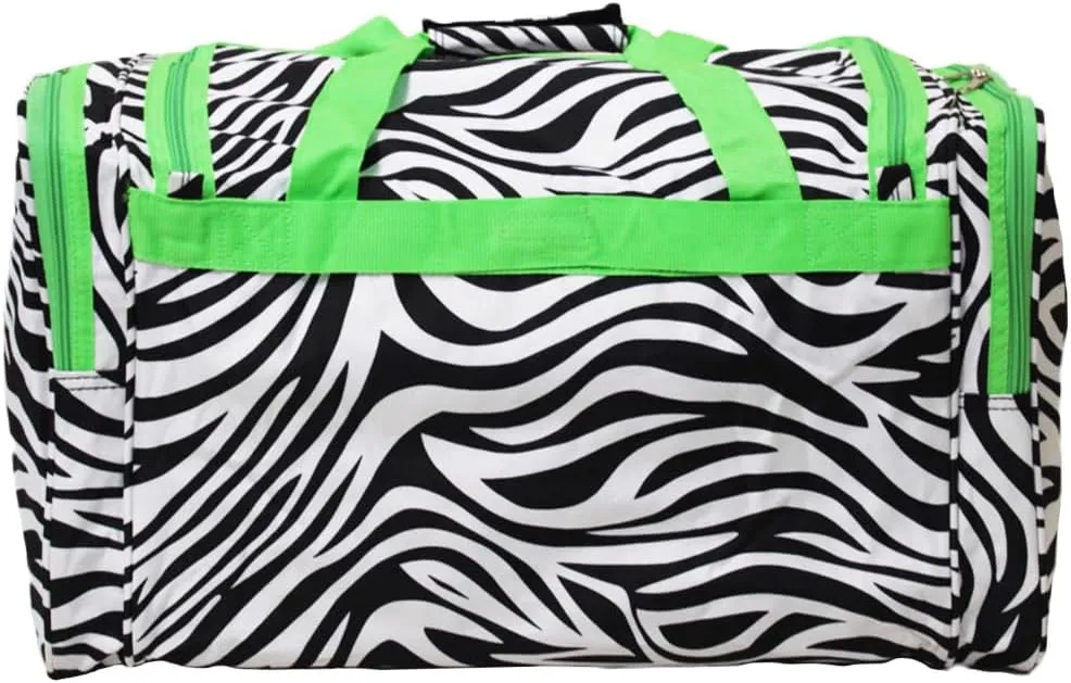 World Traveler Animal Prints 19-inch Duffel Bag, Green Trim Zebr