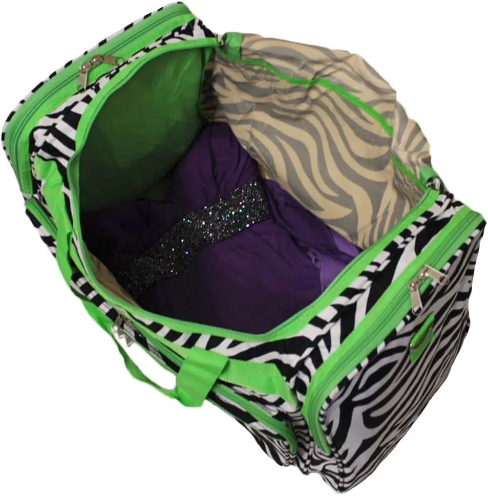 World Traveler Animal Prints 19-inch Duffel Bag, Green Trim Zebr