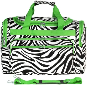 World Traveler Animal Prints 19-inch Duffel Bag, Green Trim Zebr