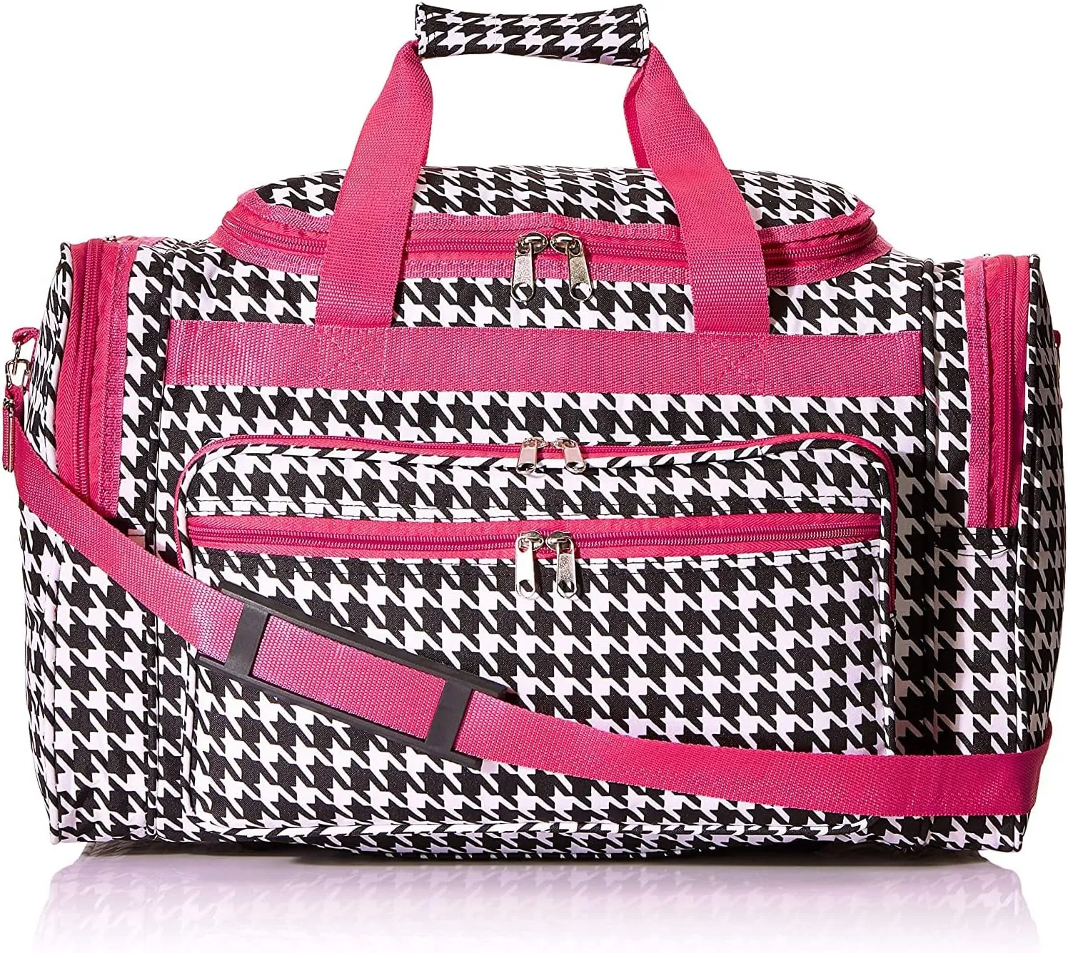 World Traveler Fashion Prints 19-inch Duffle Bag, Fuchsia Trim Houndstooth