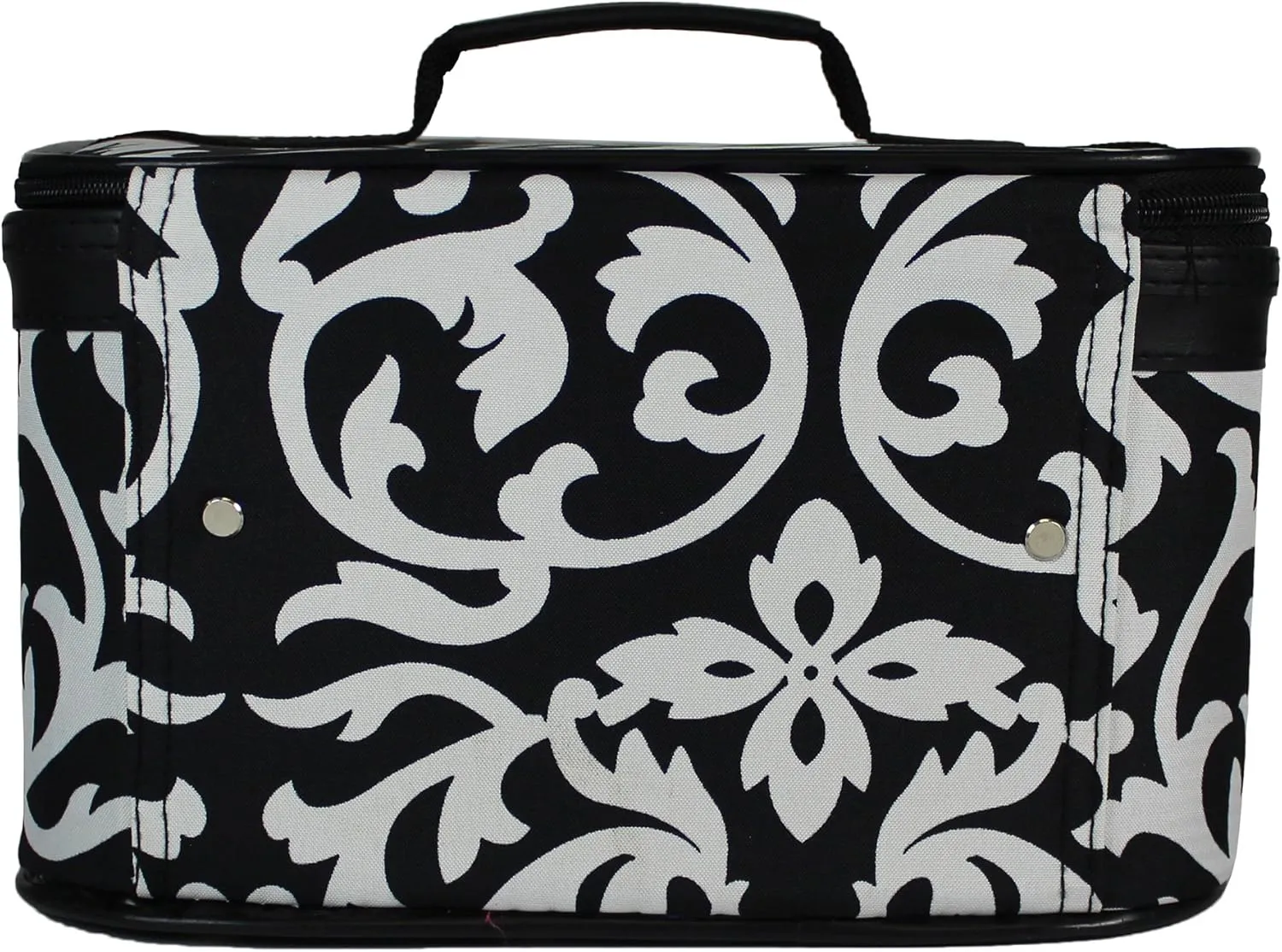 World Traveler Women's 2-Piece Cosmetic Case Set, Black Trim Damask