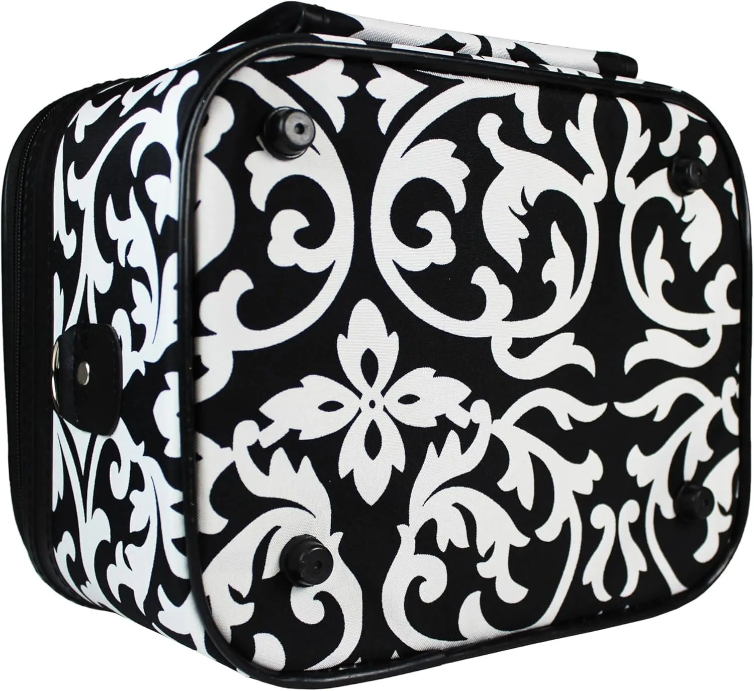 World Traveler Women's 2-Piece Cosmetic Case Set, Black Trim Damask