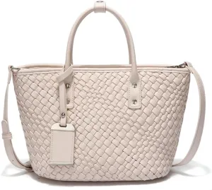 Woven Satchel Handbags for Women Vegan Leather Handwoven Shoulder Bag Large Travel Braided Summer Top Handle Handbags