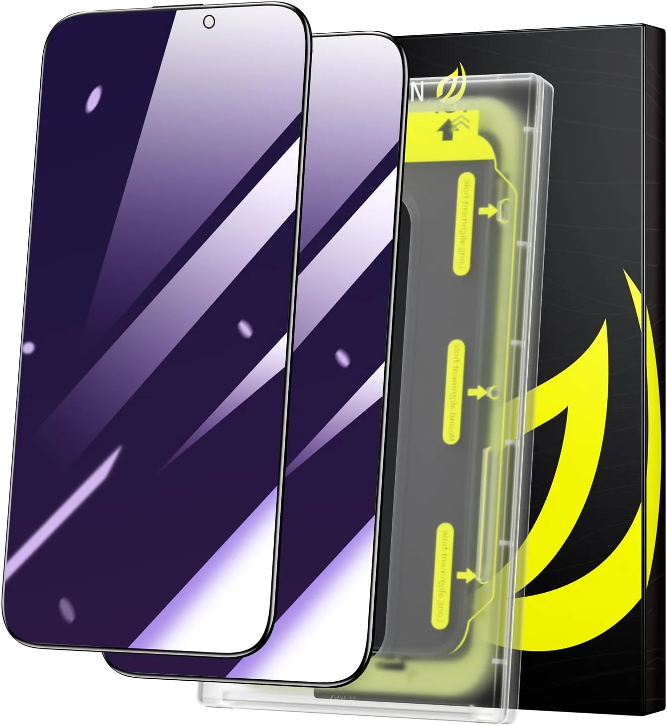 WSKEN for iPhone 15 Pro Max Privacy Screen Protector, [Auto-Dust Removal] 2.5D Full Coverage Edge 28 Degree Anti Spy Anti-Blue Light Privacy Tempered Glass with Dust Clean Easy Installing House,2 Pack