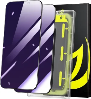 WSKEN for iPhone 15 Pro Max Privacy Screen Protector, [Auto-Dust Removal] 2.5D Full Coverage Edge 28 Degree Anti Spy Anti-Blue Light Privacy Tempered Glass with Dust Clean Easy Installing House,2 Pack