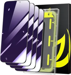 WSKEN for iPhone 15 Pro Privacy Screen Protector, [Auto-Dust Removal] 2.5D Full Coverage Edge 28 Degree Anti Spy Anti-Blue Light Privacy Tempered Glass with Dust Clean Easy Installing House,4 Pack