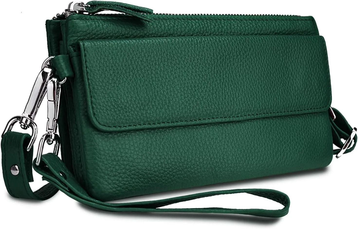 YALUXE Real Leather Wristlet Clutch Handbag Crossbody Bag Cellphone Purse RFID Blocking