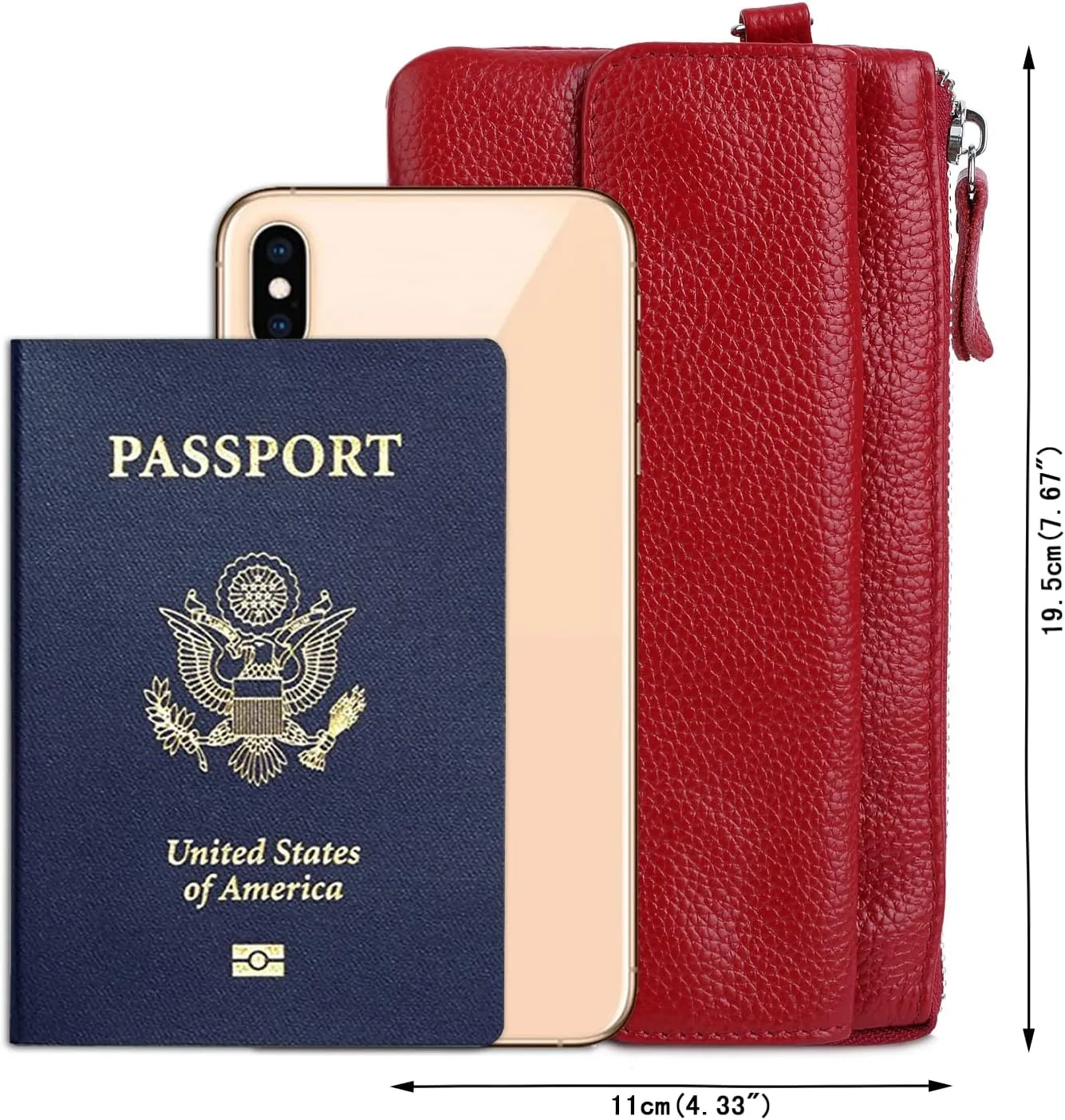 YALUXE Real Leather Wristlet Clutch Handbag Crossbody Bag Cellphone Purse RFID Blocking