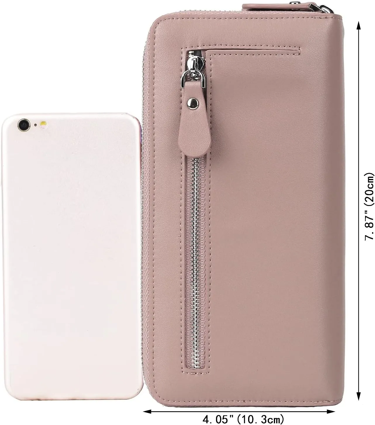 YALUXE Real Leather Zip Around Wallet RFID Blocking Wristlet Handbag Purse Clutch with Double Zipper Pockets
