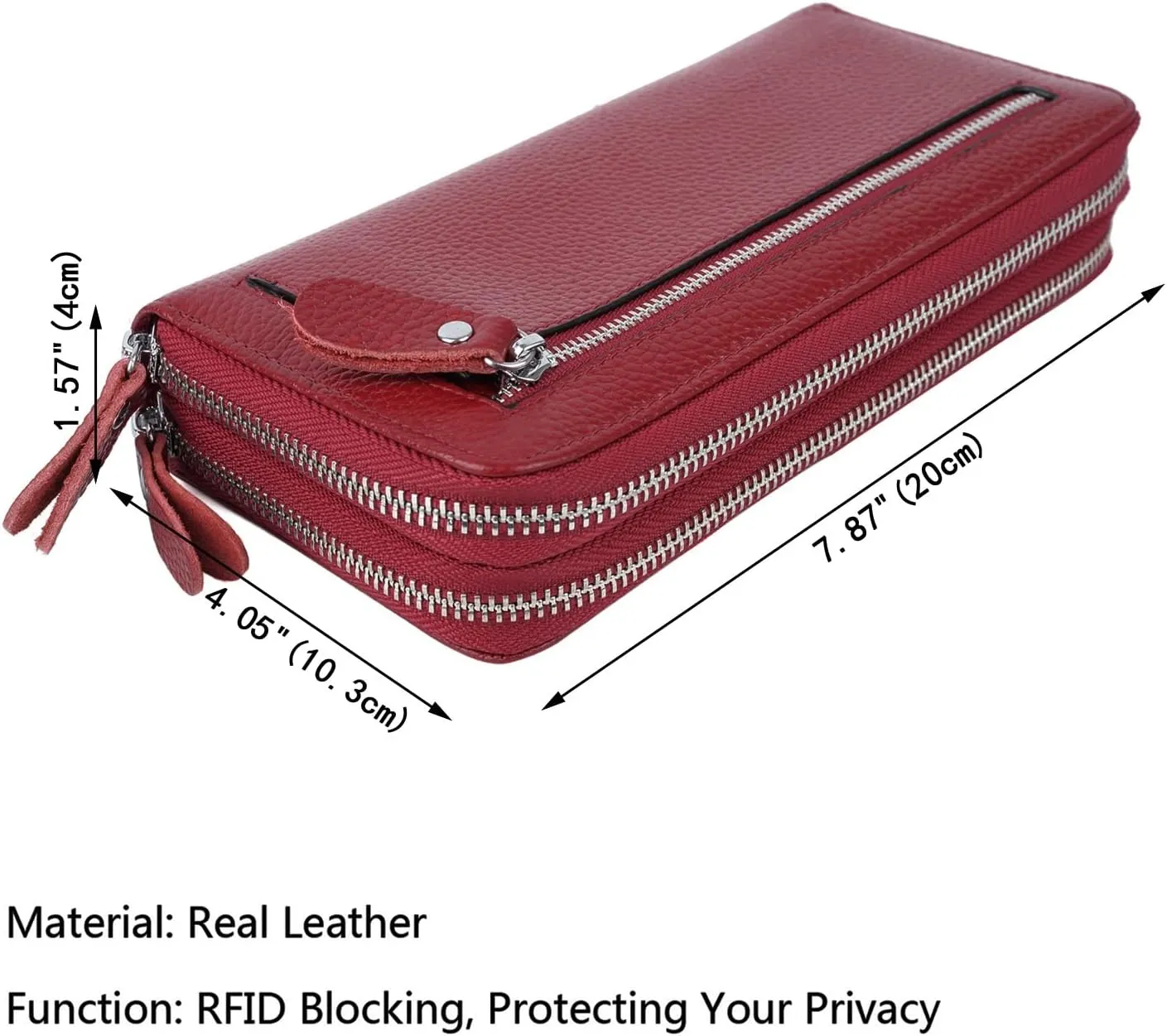 YALUXE Real Leather Zip Around Wallet RFID Blocking Wristlet Handbag Purse Clutch with Double Zipper Pockets