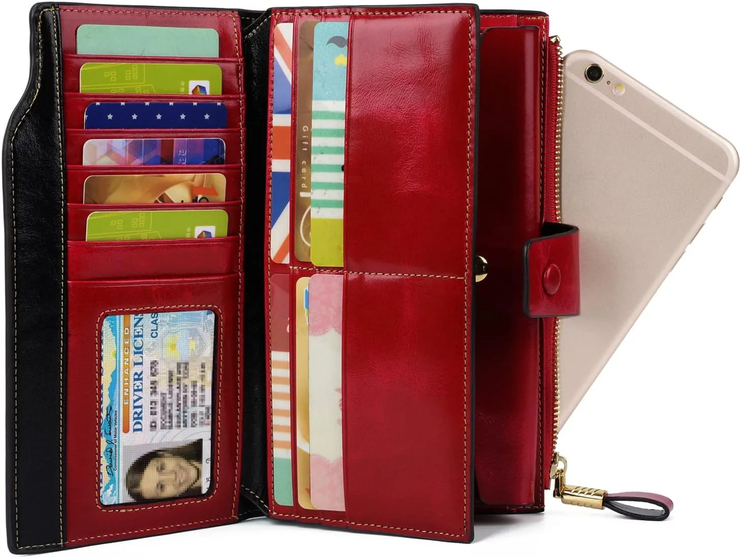 YALUXE Women's Genuine Leather Wallet RFID Blocking Multi Card Holder with Cell Phone Pocket Mothers Day Gifts