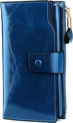 YALUXE Women's Genuine Leather Wallet RFID Blocking Multi Card Holder with Cell Phone Pocket Mothers Day Gifts