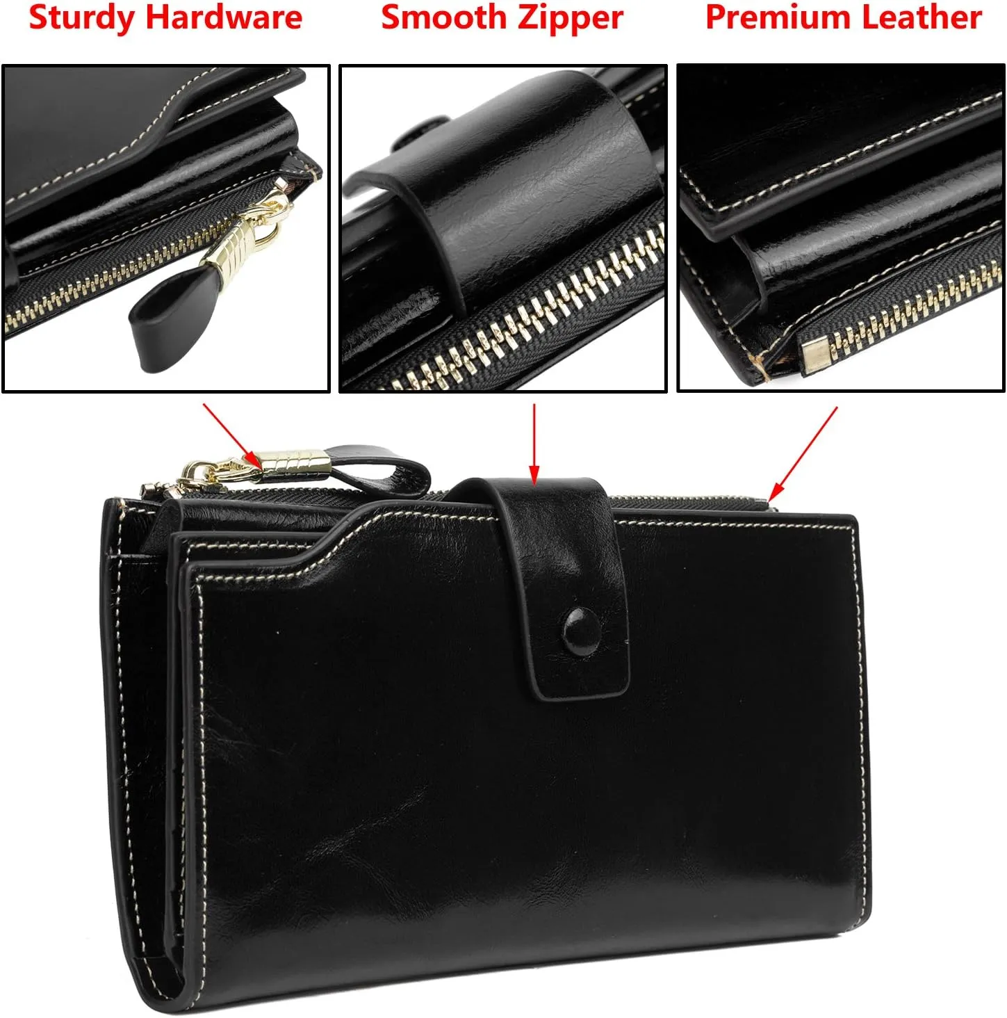 YALUXE Women's Genuine Leather Wallet RFID Blocking Multi Card Holder with Cell Phone Pocket Mothers Day Gifts
