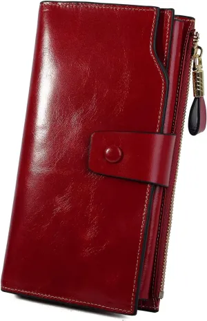 YALUXE Women's Genuine Leather Wallet RFID Blocking Multi Card Holder with Cell Phone Pocket Mothers Day Gifts