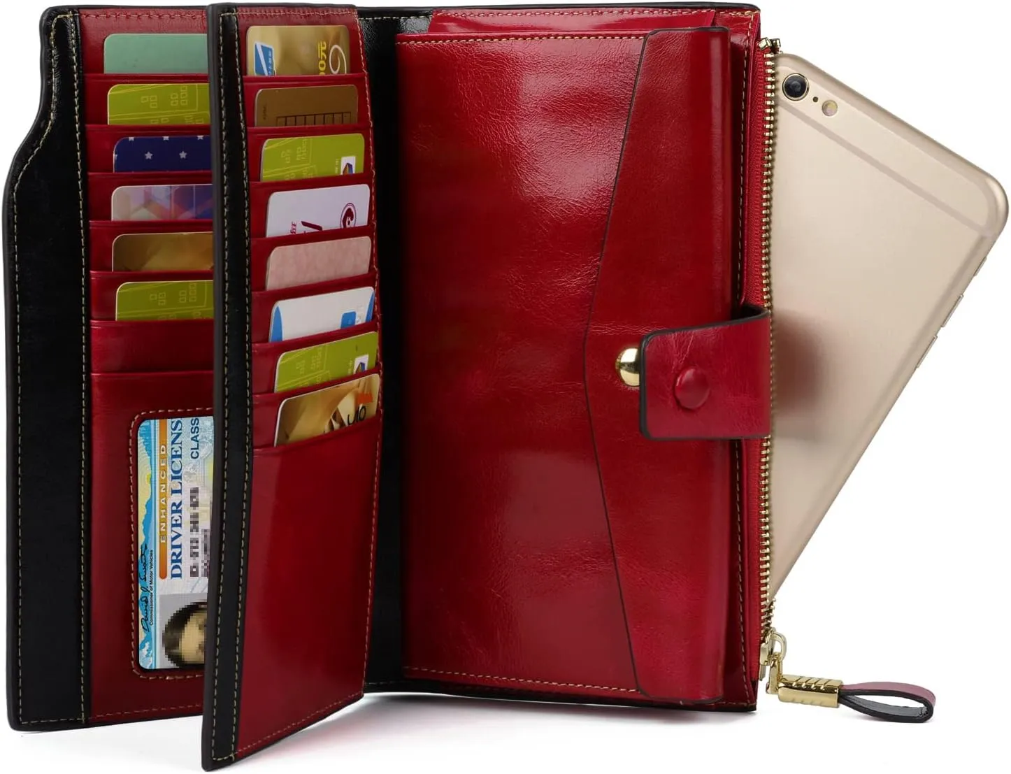 YALUXE Women's Genuine Leather Wallet RFID Blocking Multi Card Holder with Cell Phone Pocket Mothers Day Gifts