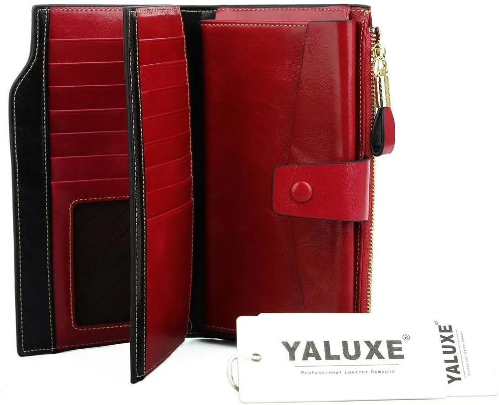 YALUXE Women's Genuine Leather Wallet RFID Blocking Multi Card Holder with Cell Phone Pocket Mothers Day Gifts