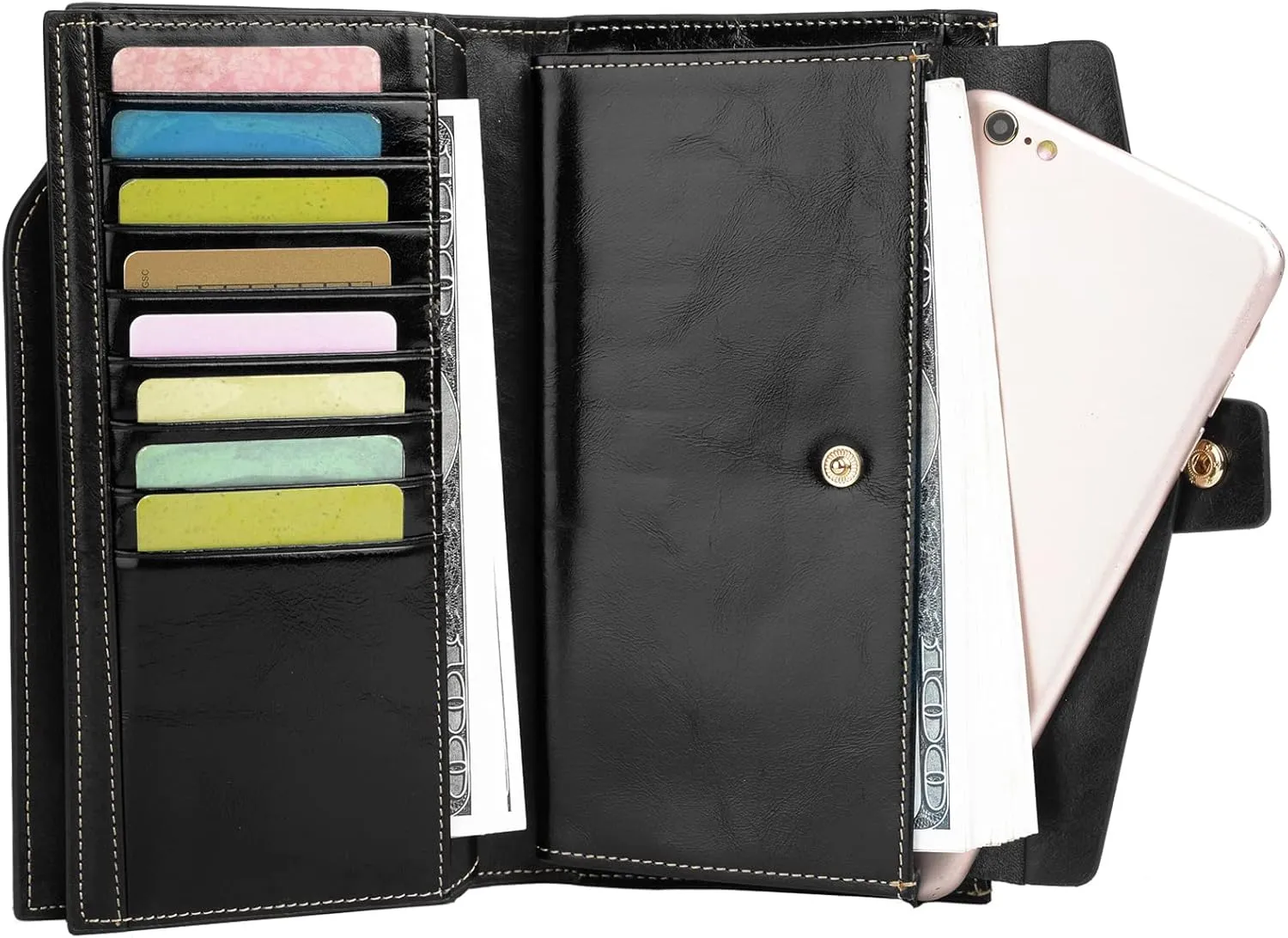 YALUXE Women's Genuine Leather Wallet RFID Blocking Multi Card Holder with Cell Phone Pocket Mothers Day Gifts