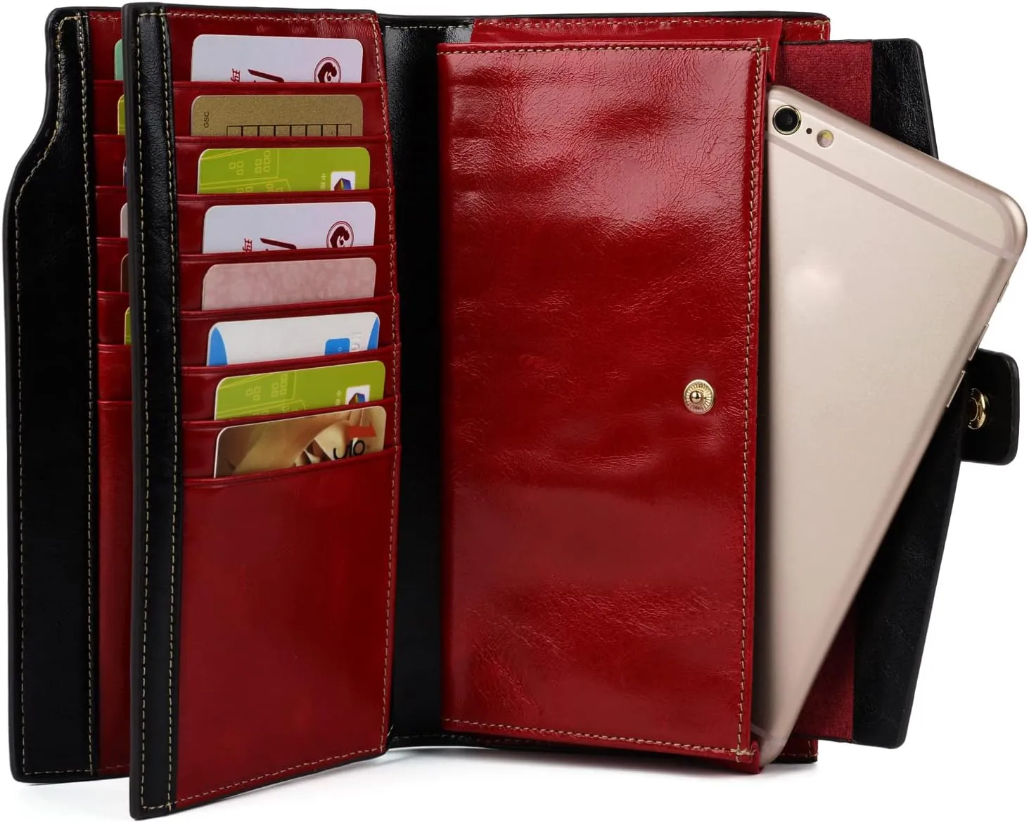 YALUXE Women's Genuine Leather Wallet RFID Blocking Multi Card Holder with Cell Phone Pocket Mothers Day Gifts