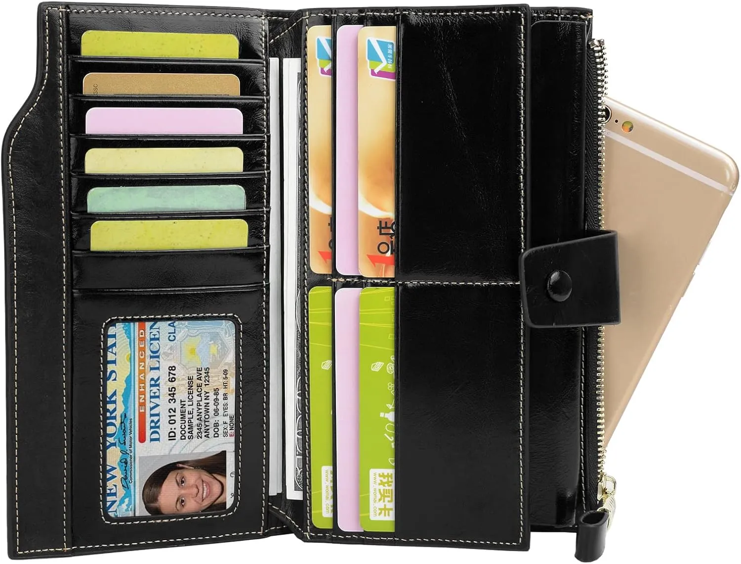 YALUXE Women's Genuine Leather Wallet RFID Blocking Multi Card Holder with Cell Phone Pocket Mothers Day Gifts