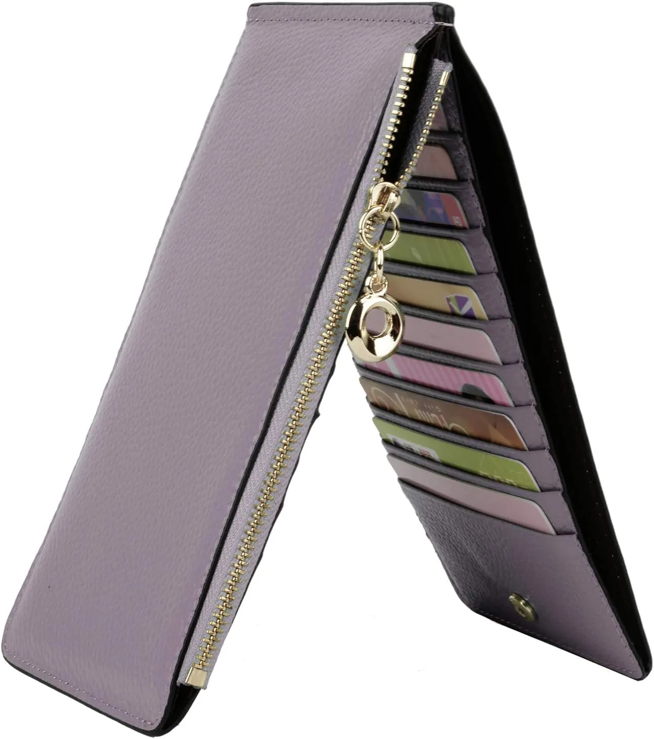 YALUXE Women's Genuine Leather Wallet RFID Blocking Multi Card Organizer with Cell Phone Pocket Zipper Closure