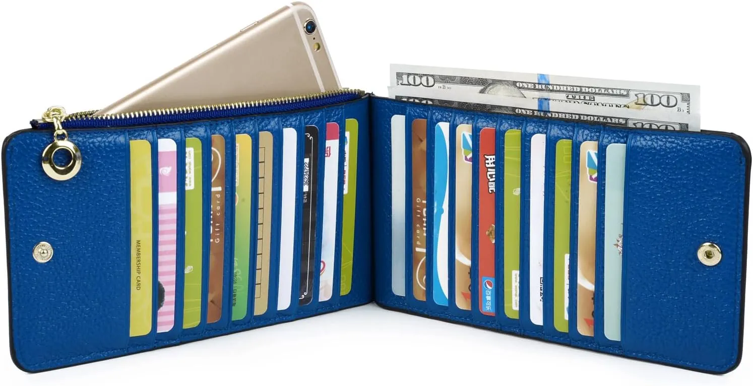 YALUXE Women's RFID Blocking Genuine Leather Wallets Cell Phone Pocket Card Holder Organizer Coin Purse with Zipper Pocket