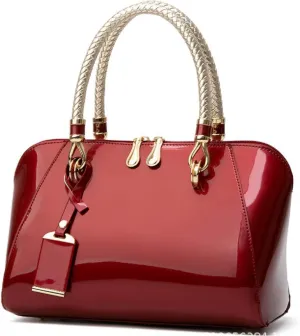 YAQUNICER Top-handle Handbags Purse Satchel for Women Patent PU Shoulder Crossbody Bag Medium Tote